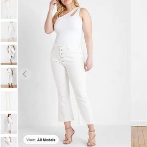 NWT Express High Waisted White Cropped Flare Jeans Petite